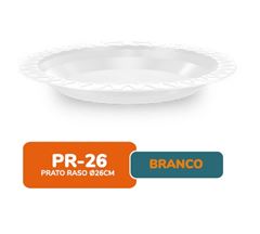 PRATO 26 PLAST PR-26 CM RASO BRANCO C/10