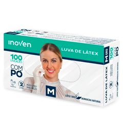 LUVA LATEX DESC INOVEN C/PO M 100UN